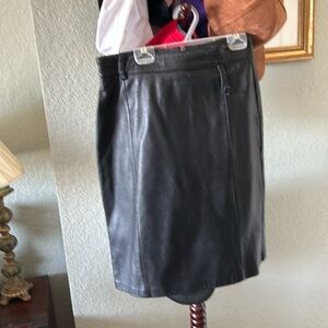 Black leather skirt knee length
